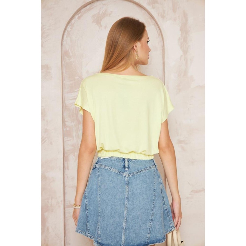 Pasaklı Giyim Pasaklı Giyim Kadın Eteği Lastikli Crop Sarı - Premium Kadın Giyim