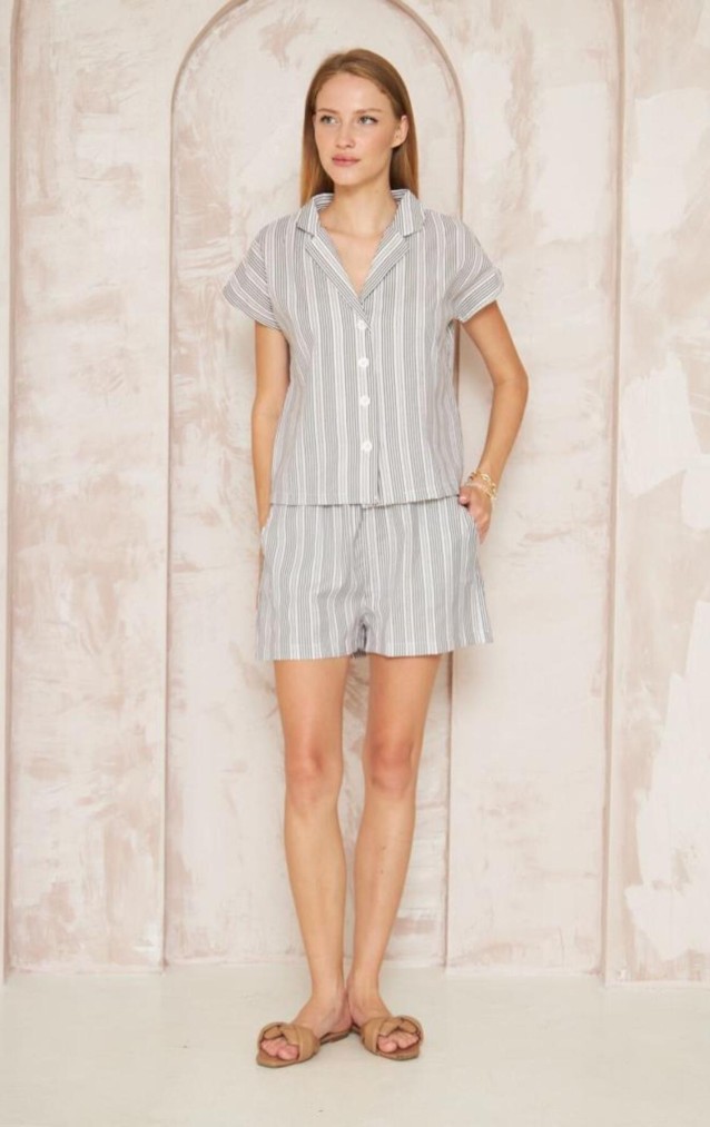 Pasaklı Giyim Kadın Gömlek-Şort Alt Üst Takım 3625310 Siyah