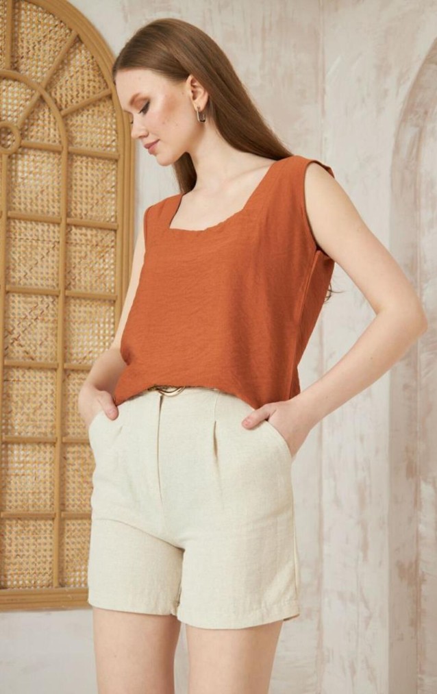 Pasaklı Giyim Kadın Kalın Askılı Bluz 2911275 Kiremit