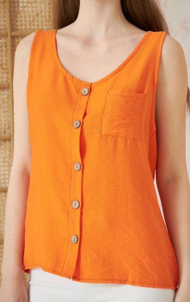 Pasaklı Giyim Kadın Düğmeli Askılı Bluz 2910290 Turuncu