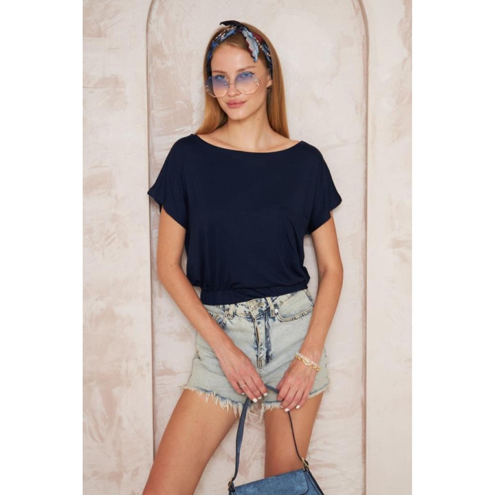 Pasaklı Giyim Pasaklı Giyim Kadın Eteği Lastikli Crop Lacivert - Premium Kadın Giyim