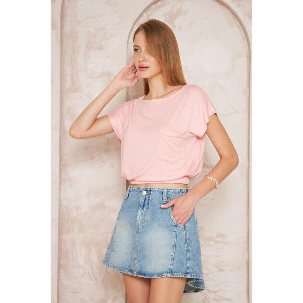 Pasaklı Giyim Pasaklı Giyim Kadın Eteği Lastikli Crop Pembe - Premium Kadın Giyim