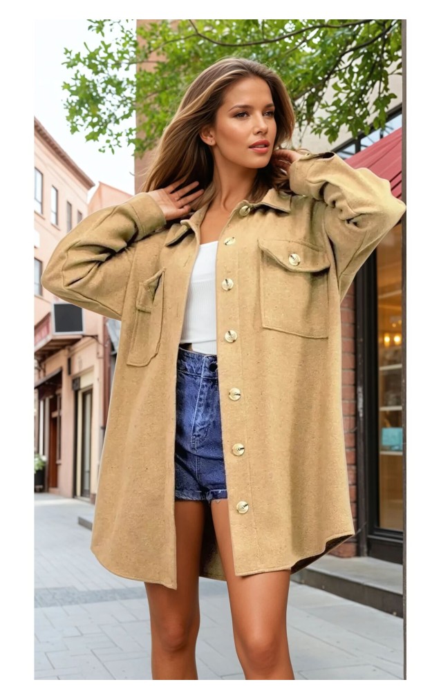 Pasaklı Giyim Kadın Kaşe Yün Oduncu Gömlek 3270250 Camel