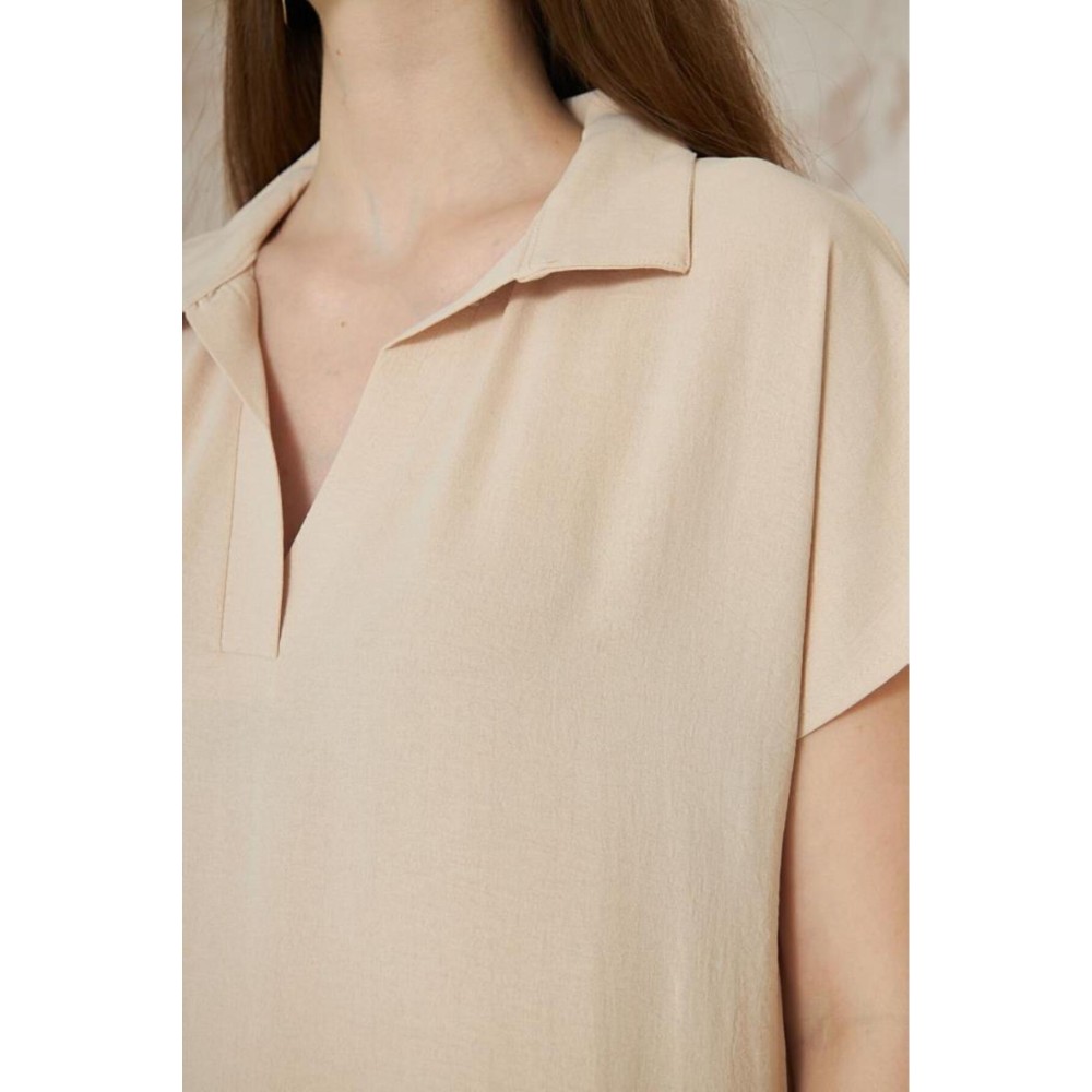 Pasaklı Giyim Pasaklı Giyim Kadın Polo Yaka Elbise Bej - Premium Kadın Giyim