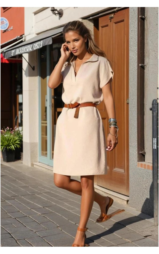 Pasaklı Giyim Kadın Polo Yaka Elbise 2883310 Bej