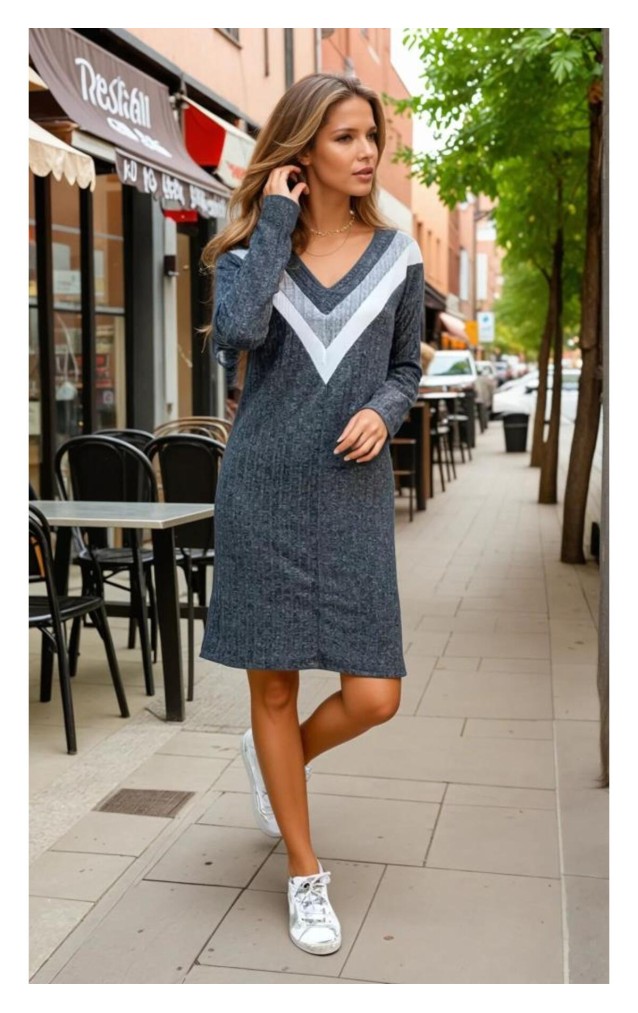 Pasaklı Giyim Kadın Garnili Yumoş Triko Elbise 2994240 Antrasit