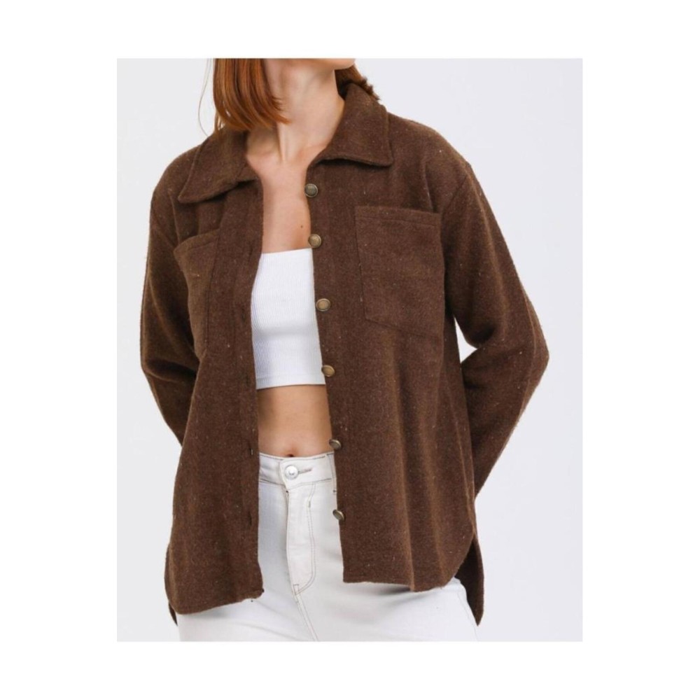 Pasaklı Giyim Pasaklı Giyim Kadın Yün Gömlek Kahverengi - Premium Kadın Giyim