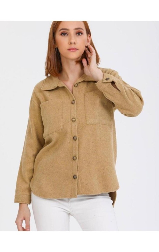 Pasaklı Giyim Kadın Yün Gömlek 3275253  Vizon