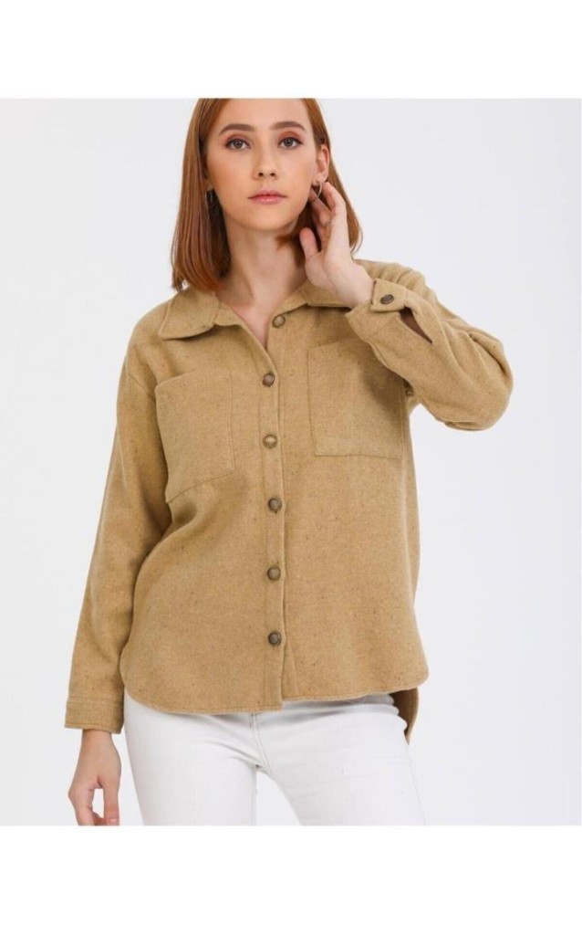 Pasaklı Giyim Kadın Yün Gömlek 3275253  Vizon