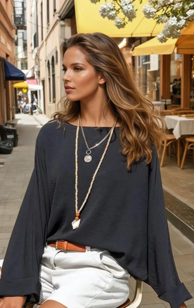 Pasaklı Giyim Kadın Yarasa Duble Kol Ekstra Oversize Bluz 2943308 Siyah