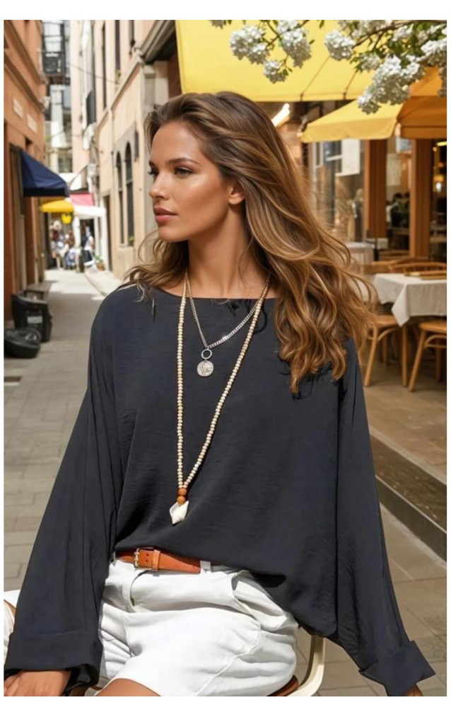 Pasaklı Giyim Kadın Yarasa Duble Kol Ekstra Oversize Bluz 2943308 Siyah