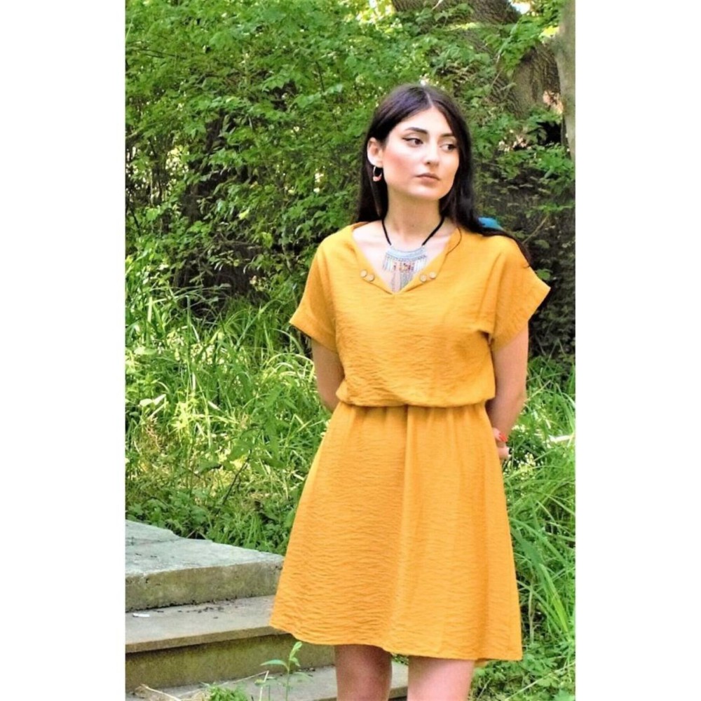 Pasaklı Giyim Pasaklı Giyim Kadın Elbise Hardal - Premium Kadın Giyim