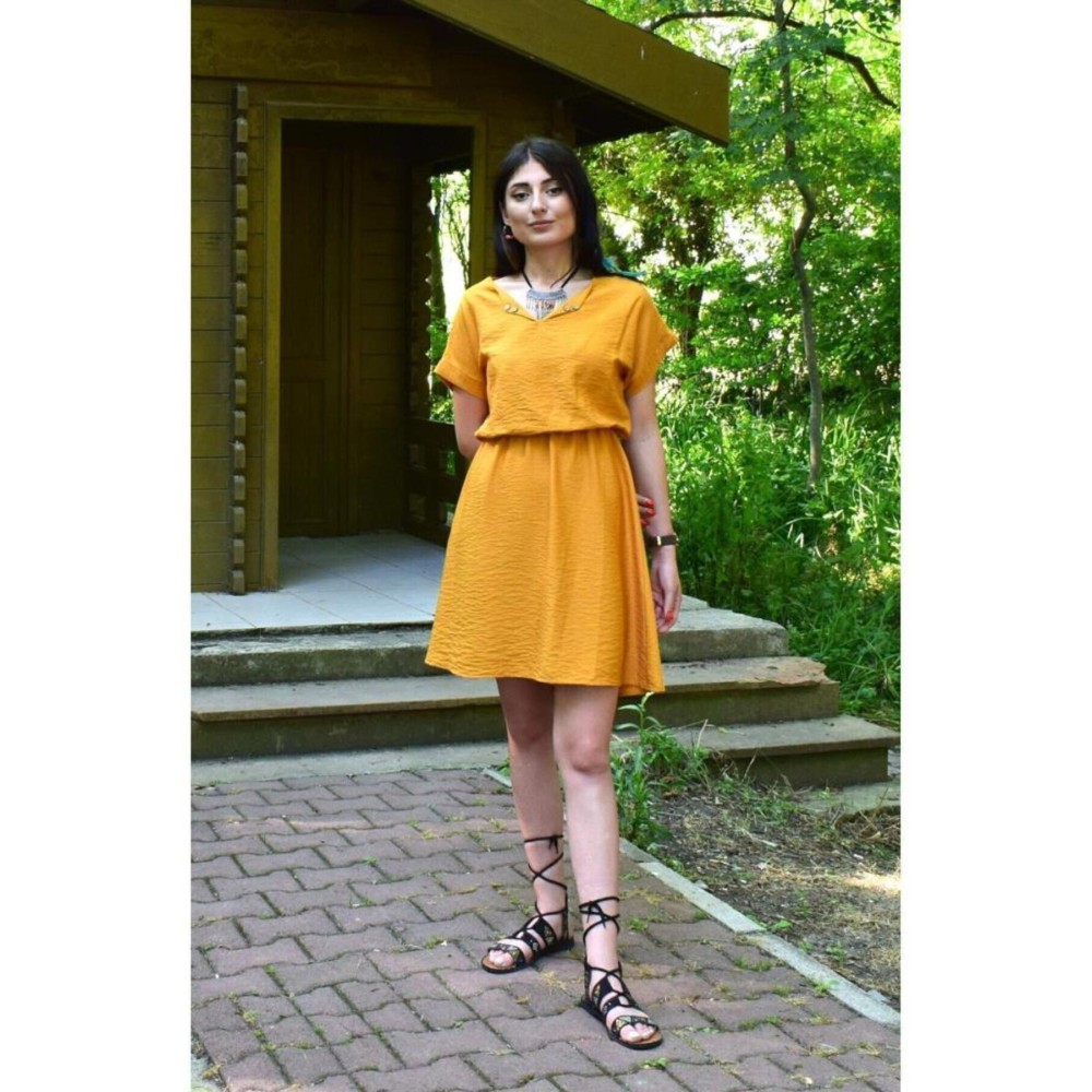 Pasaklı Giyim Pasaklı Giyim Kadın Elbise Hardal - Premium Kadın Giyim