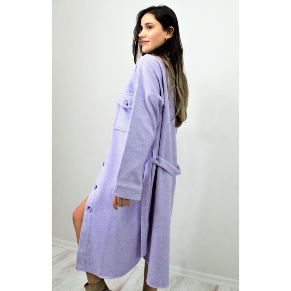 Pasaklı Giyim Pasaklı Giyim Kaşe Uzun Oduncu Tunik Elbise Lila - Premium Kadın Giyim