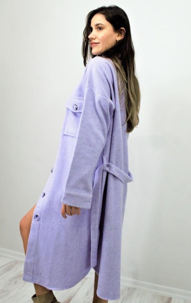 Pasaklı Giyim Kaşe Uzun Oduncu Tunik Elbise 3280350 Lila