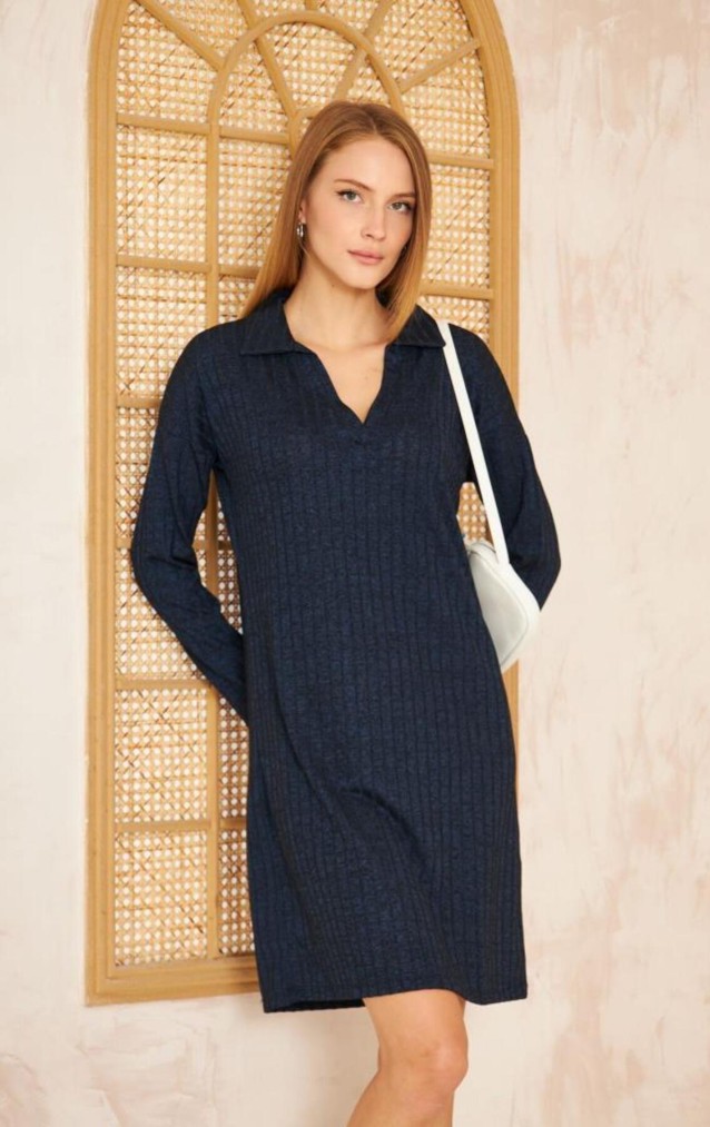 Pasaklı Giyim Polo Yaka Triko Elbise 2988176 Lacivert