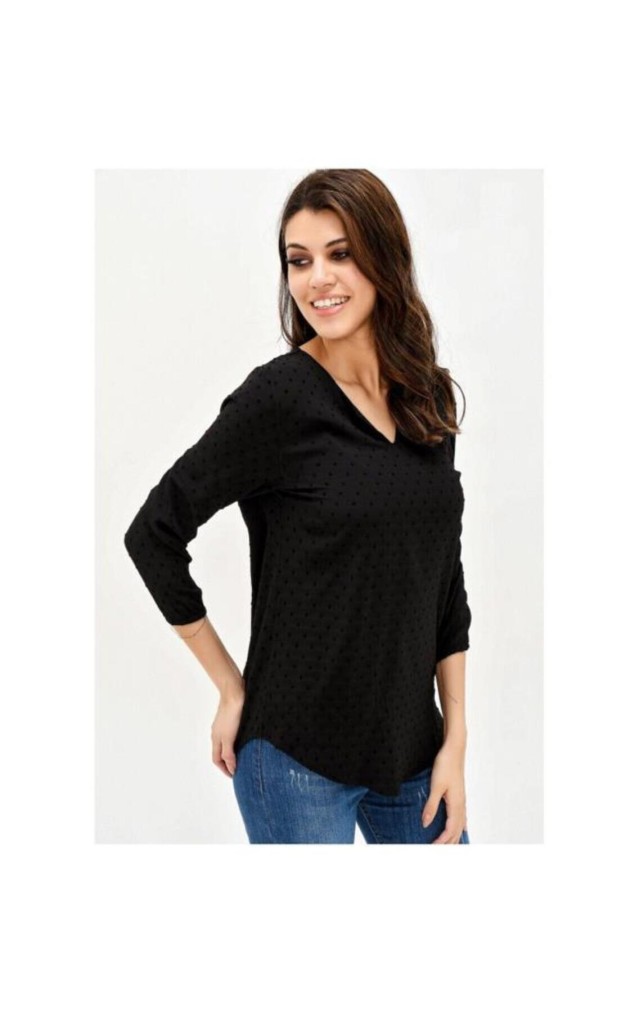 Pasaklı Giyim Kadın Ponpon Dokulu Oval Kesim Uzun Kollu Bluz 700-284145