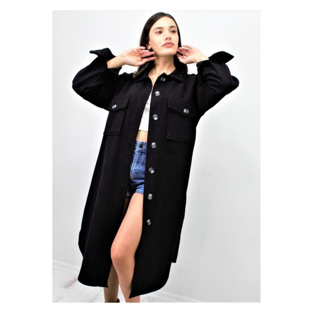 Pasaklı Giyim Pasaklı Giyim Kaşe Uzun Oduncu Tunik Elbise Siyah - Premium Kadın Giyim