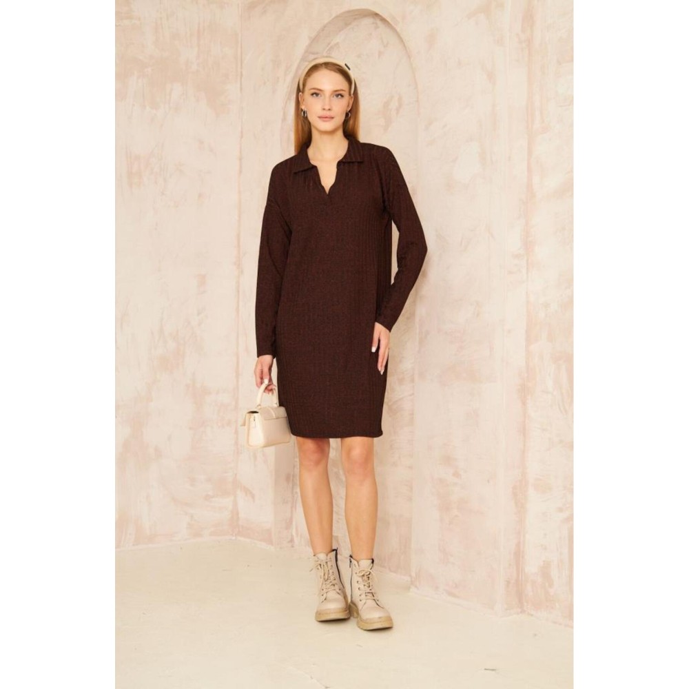 Pasaklı Giyim Pasaklı Giyim Polo Yaka Triko Elbise Bordo - Premium Kadın Giyim