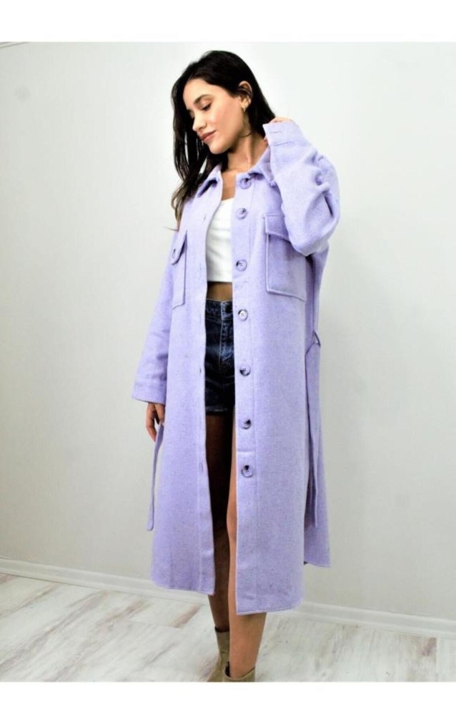 Pasaklı Giyim Kaşe Uzun Oduncu Tunik Elbise 3280350 Lila