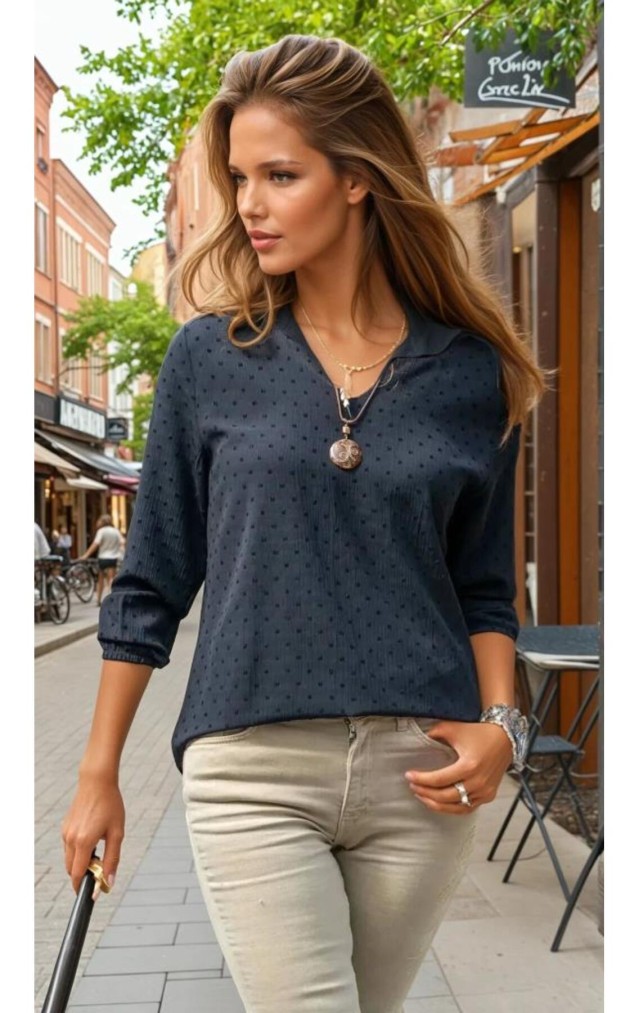 Pasaklı Giyim Kadın Ponpon Dokulu Oval Kesim Uzun Kollu Bluz 700-284145