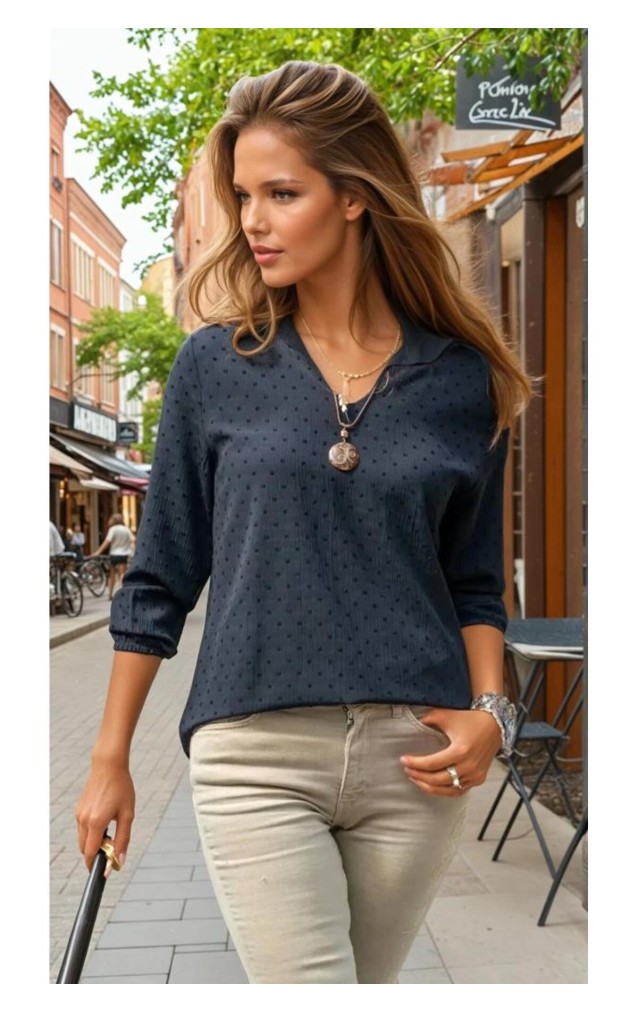 Pasaklı Giyim Kadın Ponpon Dokulu Oval Kesim Uzun Kollu Bluz 700-284145