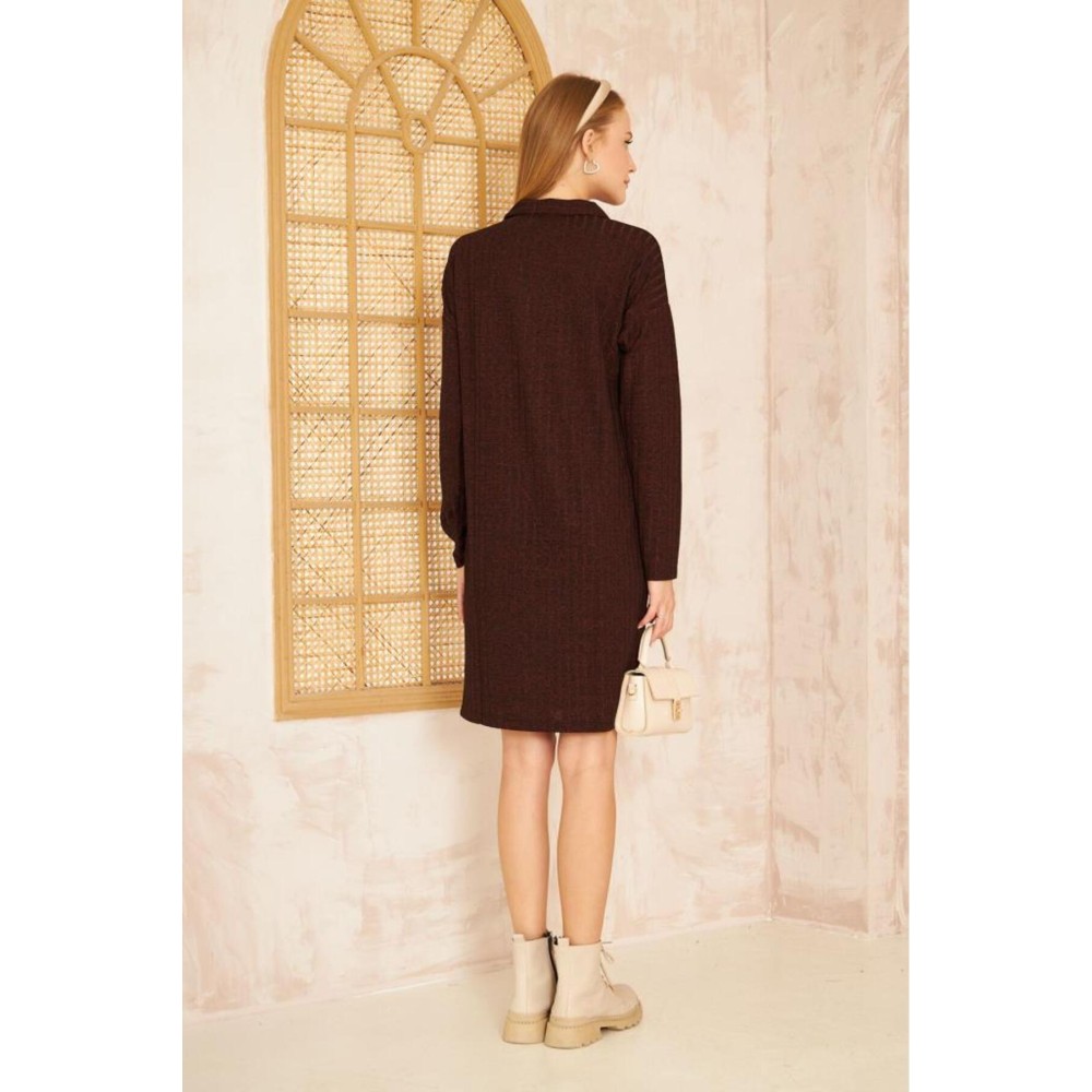 Pasaklı Giyim Pasaklı Giyim Polo Yaka Triko Elbise Bordo - Premium Kadın Giyim