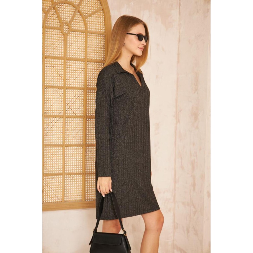 Pasaklı Giyim Pasaklı Giyim Polo Yaka Triko Elbise Bakır - Premium Kadın Giyim