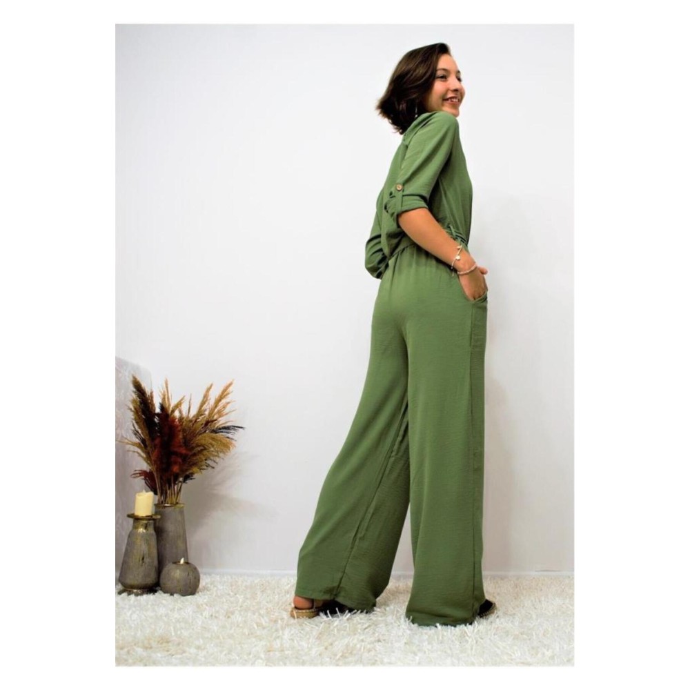 Pasaklı Giyim Pasaklı Giyim Kadın Hasır Detaylı Tulum Haki - Premium Kadın Giyim