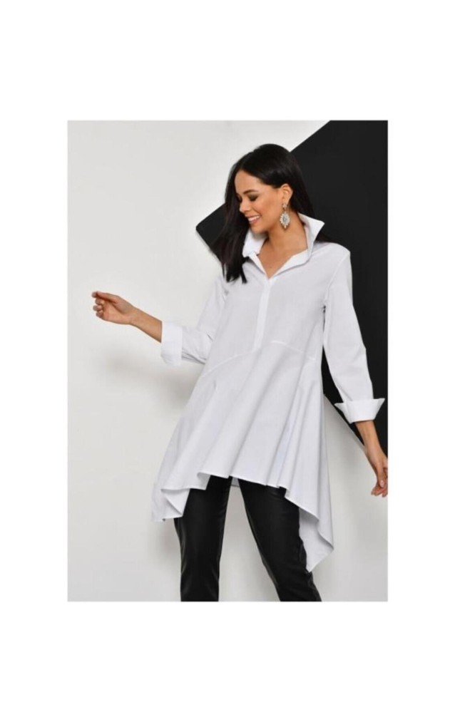 Pasaklı Giyim Kadın Asimetrik Tunik Gömlek-Tesettüre Uygun 4912264 Beyaz