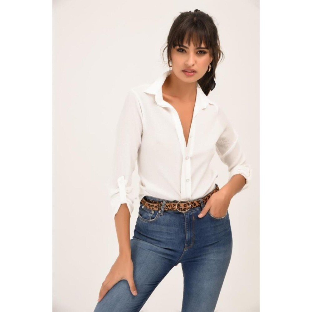 Pasaklı Giyim Pasaklı Giyim Kadın Viskon Basic Gömlek Ekru - Premium Kadın Giyim