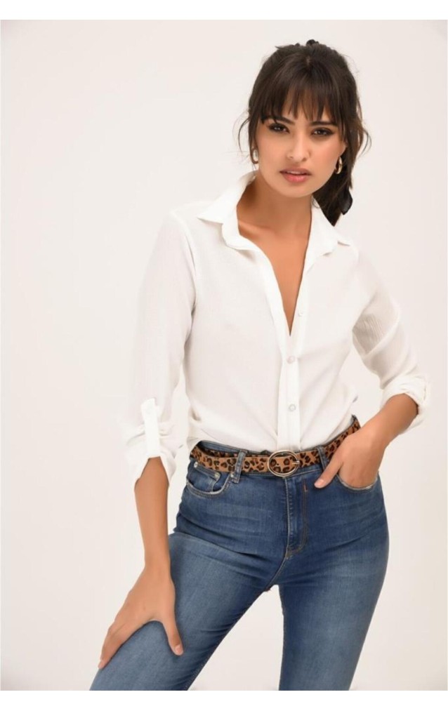 Pasaklı Giyim Kadın Viskon  Basic Gömlek 4094187 Ekru