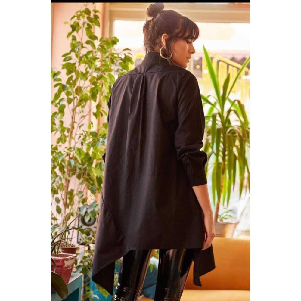 Pasaklı Giyim Pasaklı Giyim Kadın Asimetrik Tunik Gömlek-Tesettüre Uygun Siyah - Premium Kadın Giyim