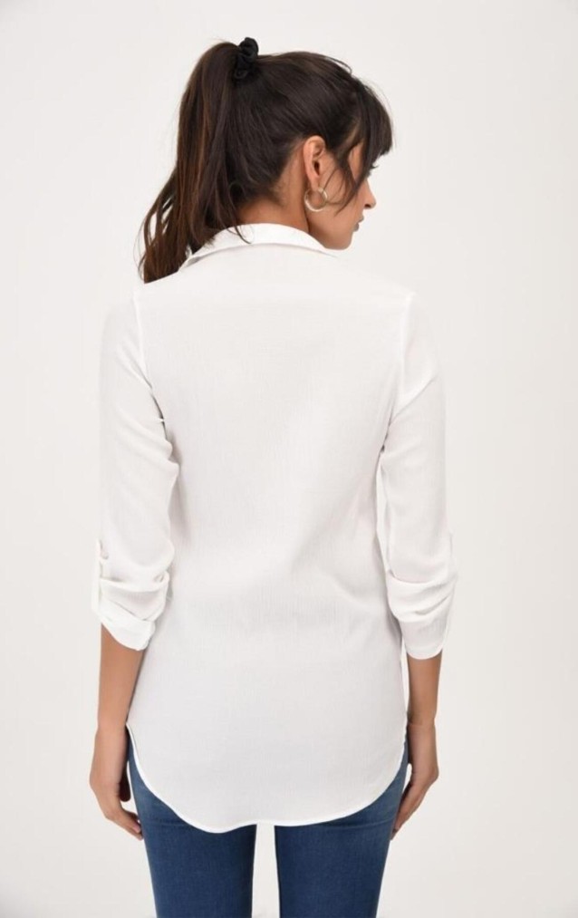 Pasaklı Giyim Kadın Viskon  Basic Gömlek 4094187 Ekru