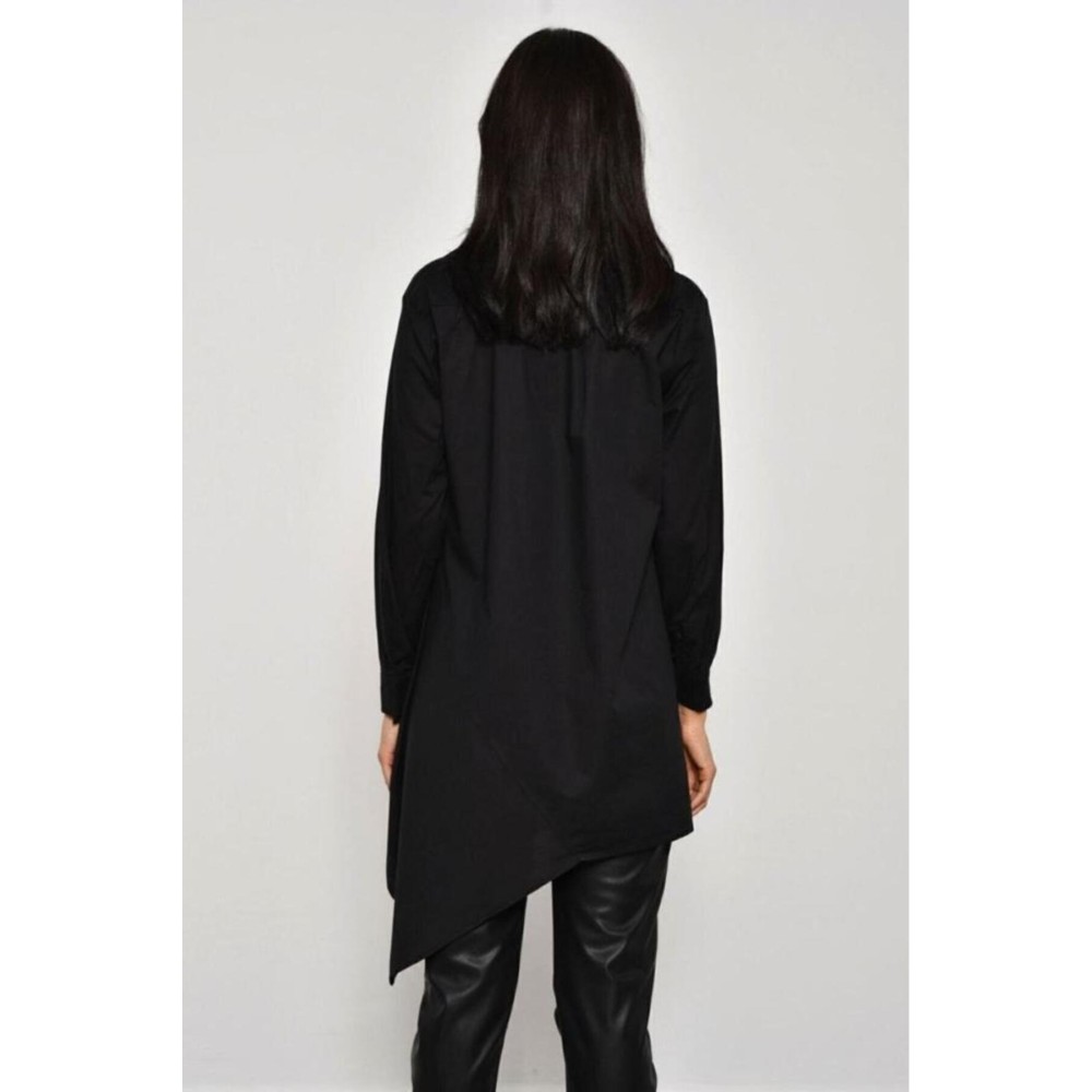 Pasaklı Giyim Pasaklı Giyim Kadın Asimetrik Tunik Gömlek-Tesettüre Uygun Siyah - Premium Kadın Giyim
