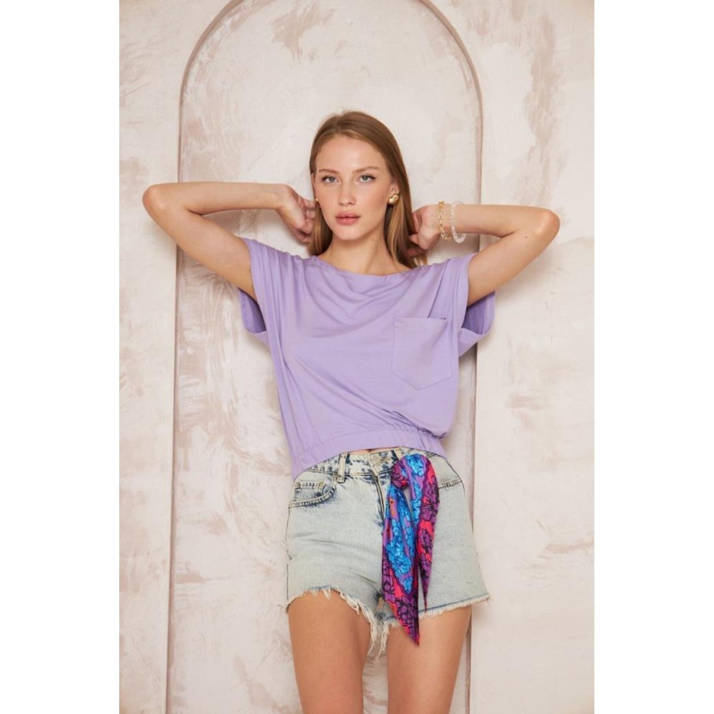 Pasaklı Giyim Pasaklı Giyim Kadın Eteği Lastikli Crop Lila - Premium Kadın Giyim