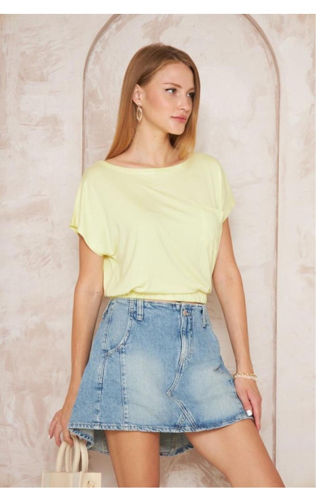 Pasaklı Giyim Kadın Eteği Lastikli Crop 3624165 Sarı