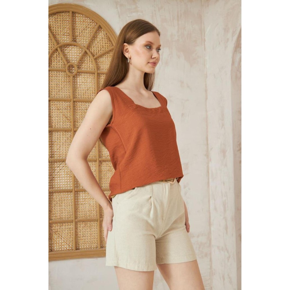 Pasaklı Giyim Pasaklı Giyim Kadın Kalın Askılı Bluz Kiremit - Premium Kadın Giyim