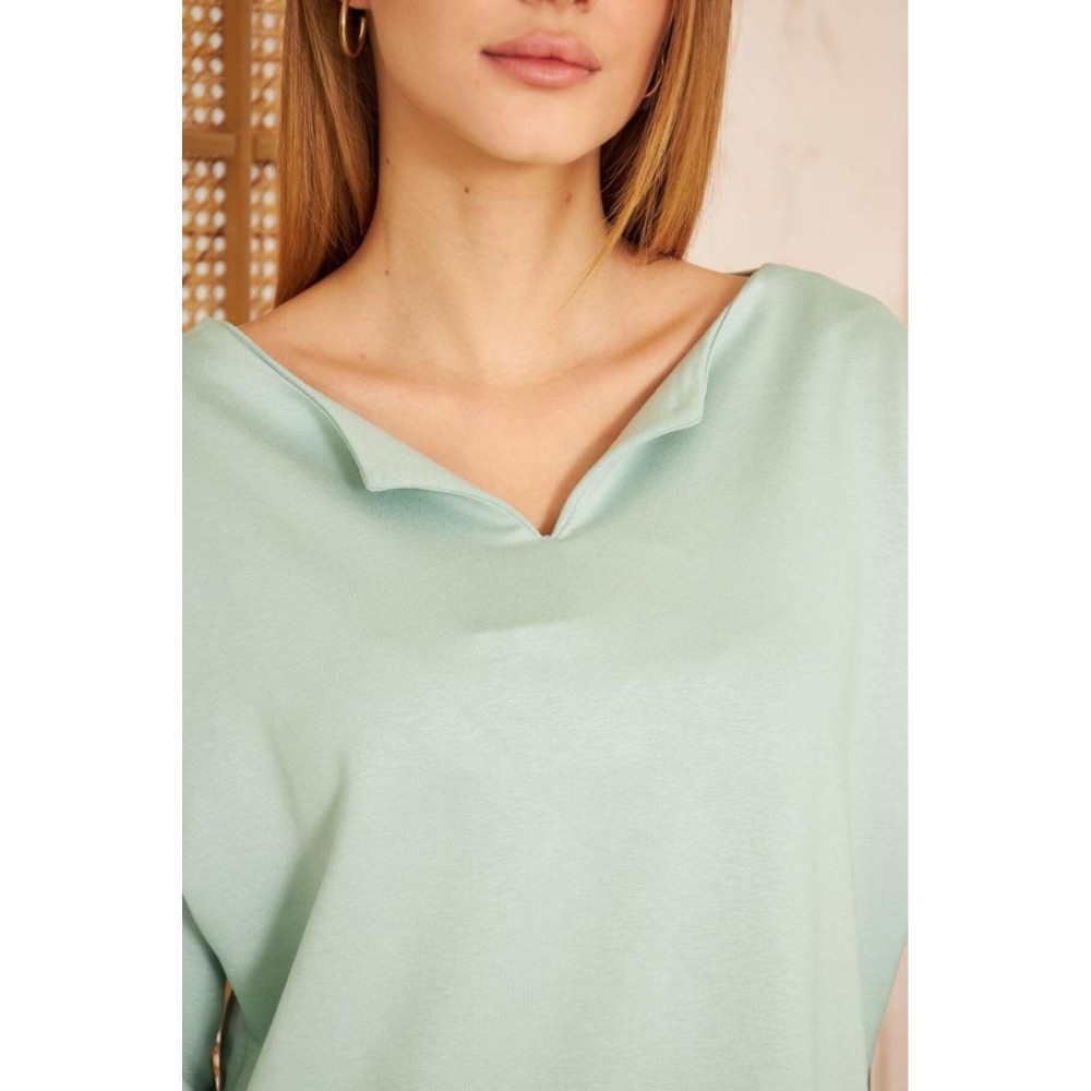 Pasaklı Giyim Pasaklı Giyim Kadın Duble Kol / Yakası Yırtmaçlı Salaş Sweatshirt Mint - Premium Kadın Giyim