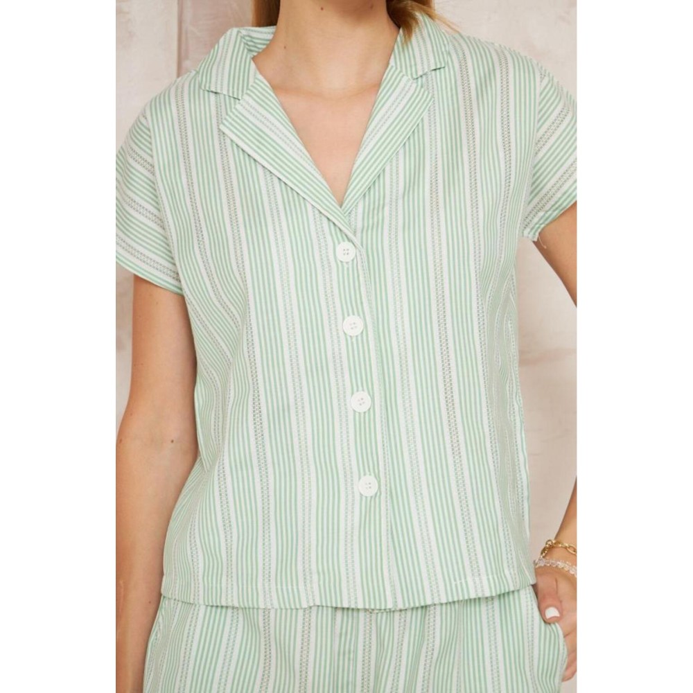 Pasaklı Giyim Pasaklı Giyim Kadın Gömlek-Şort Alt Üst Takım Yeşil - Premium Kadın Giyim