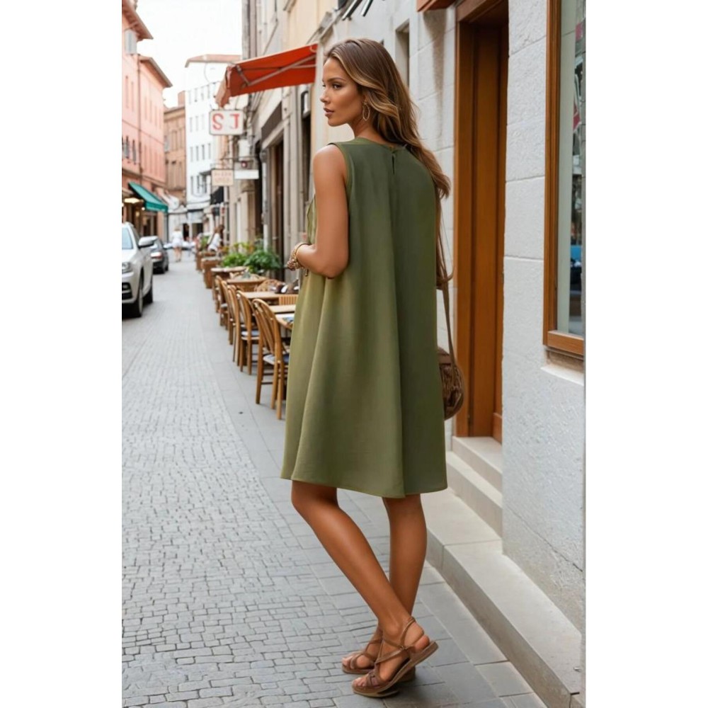 Pasaklı Giyim Pasaklı Giyim Kadın Hasır Detaylı Elbise Haki - Premium Kadın Giyim