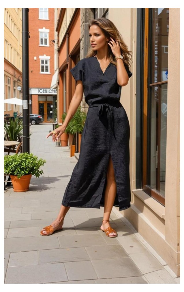 Pasaklı Giyim Kadın Yırtmaçlı Elbise 3221420 Siyah