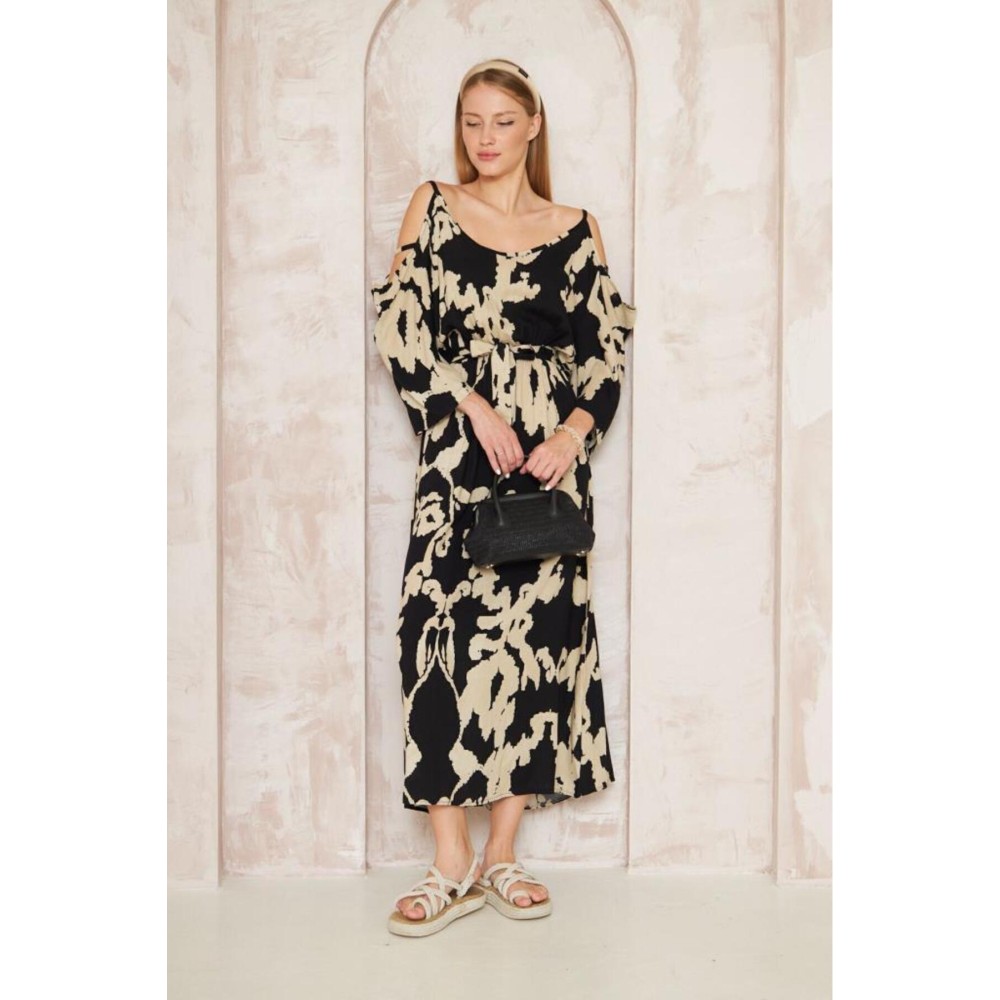 Pasaklı Giyim Pasaklı Giyim Kadın Omuz Dekolte Elbise Siyah - Premium Kadın Giyim