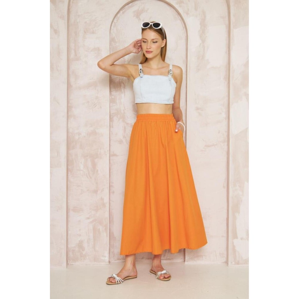 Pasaklı Giyim Pasaklı Giyim Kadın Poplin Etek Turuncu - Premium Kadın Giyim