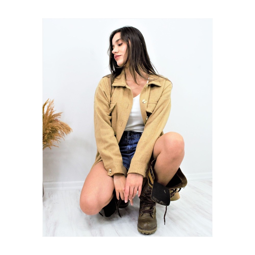 Pasaklı Giyim Pasaklı Giyim Kadın Kaşe Yün Oduncu Gömlek Camel - Premium Kadın Giyim