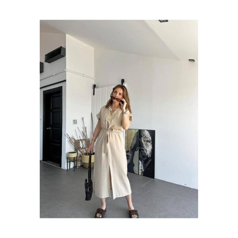 Pasaklı Giyim Pasaklı Giyim Kadın Yırtmaçlı Elbise Taş - Premium Kadın Giyim