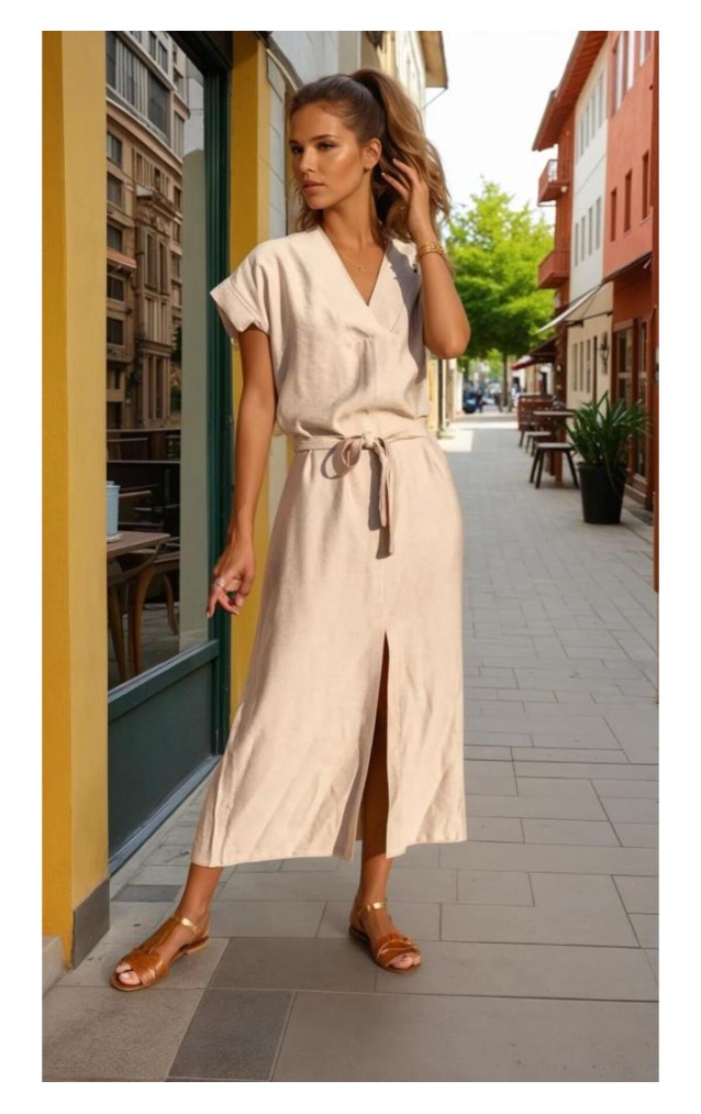 Pasaklı Giyim Kadın Yırtmaçlı Elbise 3221420 Taş