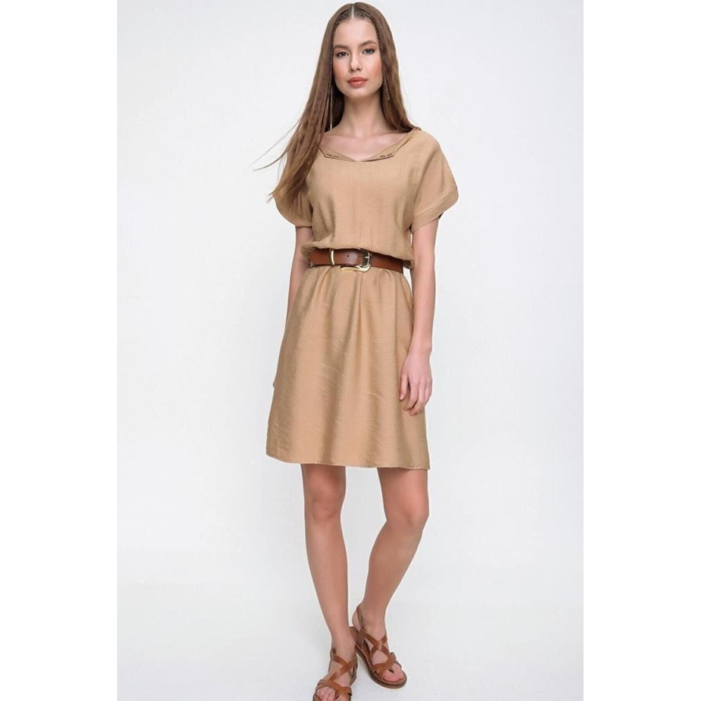 Pasaklı Giyim Pasaklı Giyim Kadın Elbise Bej - Premium Kadın Giyim