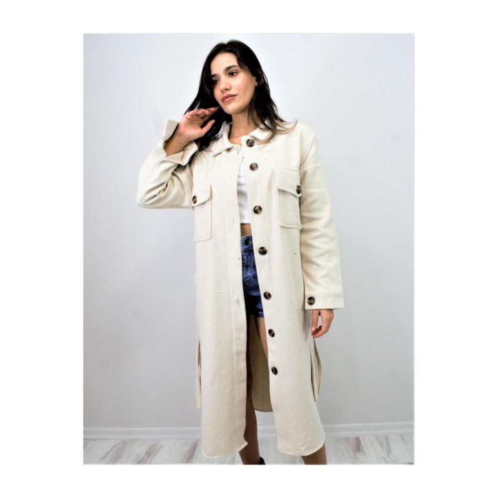 Pasaklı Giyim Pasaklı Giyim Kaşe Uzun Oduncu Tunik Elbise Ekru - Premium Kadın Giyim