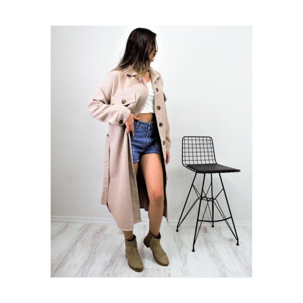 Pasaklı Giyim Pasaklı Giyim Kaşe Uzun Oduncu Tunik Elbise Taş - Premium Kadın Giyim